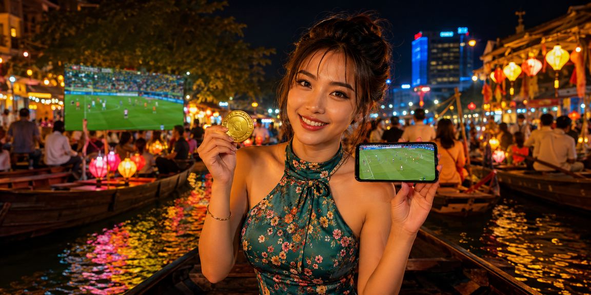 Người dùng tại Huế xem casino di động trong không khí chợ đêm